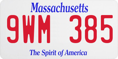 MA license plate 9WM385