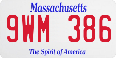 MA license plate 9WM386