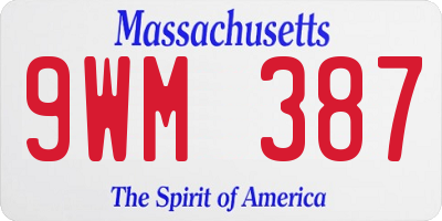 MA license plate 9WM387