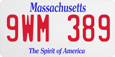 MA license plate 9WM389