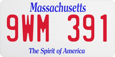 MA license plate 9WM391