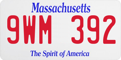 MA license plate 9WM392