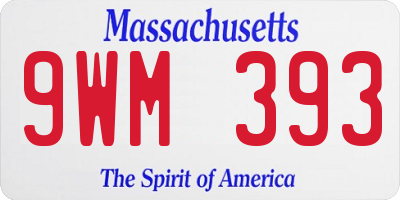 MA license plate 9WM393