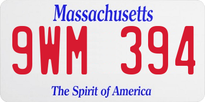 MA license plate 9WM394