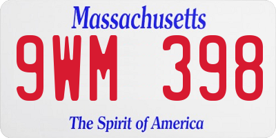 MA license plate 9WM398
