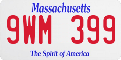 MA license plate 9WM399
