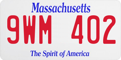 MA license plate 9WM402
