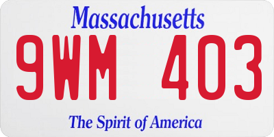MA license plate 9WM403