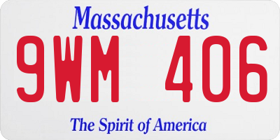 MA license plate 9WM406