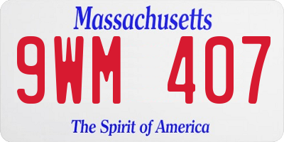 MA license plate 9WM407