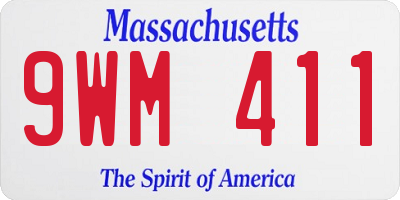 MA license plate 9WM411