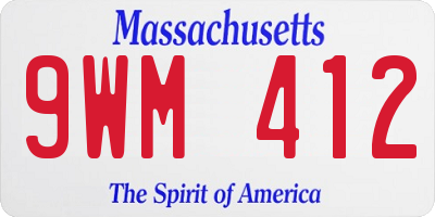 MA license plate 9WM412