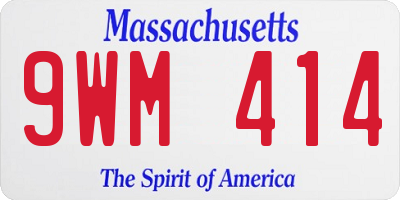 MA license plate 9WM414