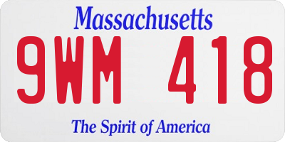 MA license plate 9WM418