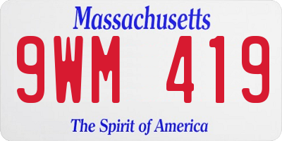 MA license plate 9WM419
