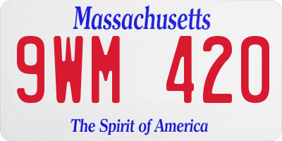 MA license plate 9WM420