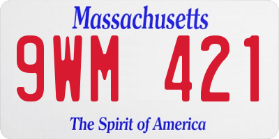MA license plate 9WM421