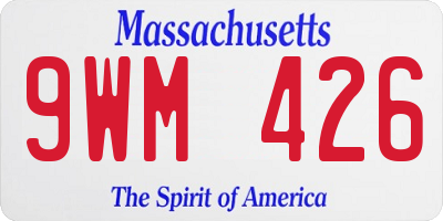MA license plate 9WM426