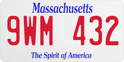 MA license plate 9WM432