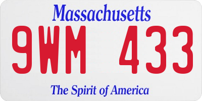 MA license plate 9WM433