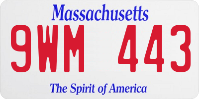 MA license plate 9WM443