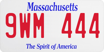 MA license plate 9WM444