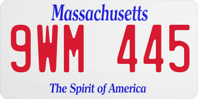 MA license plate 9WM445