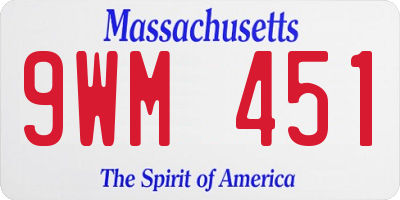 MA license plate 9WM451