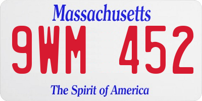 MA license plate 9WM452