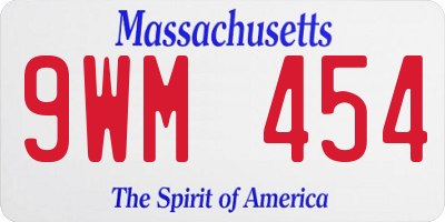 MA license plate 9WM454