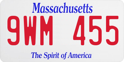 MA license plate 9WM455