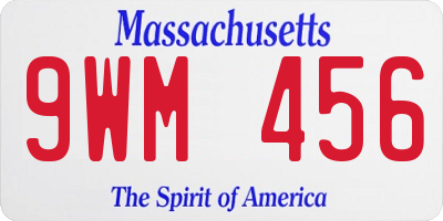 MA license plate 9WM456