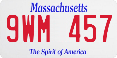 MA license plate 9WM457
