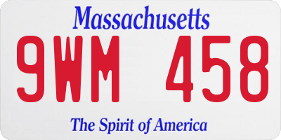 MA license plate 9WM458