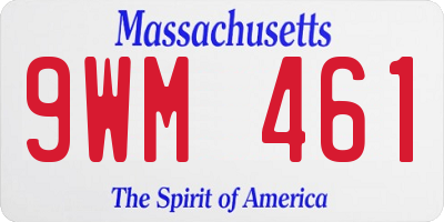 MA license plate 9WM461