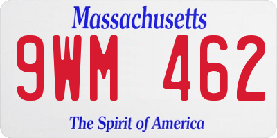 MA license plate 9WM462