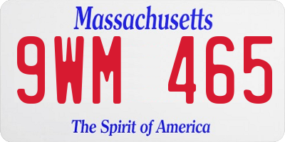 MA license plate 9WM465