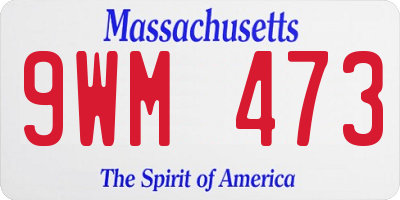 MA license plate 9WM473