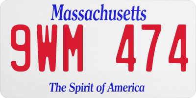 MA license plate 9WM474