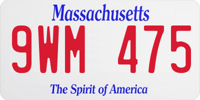 MA license plate 9WM475