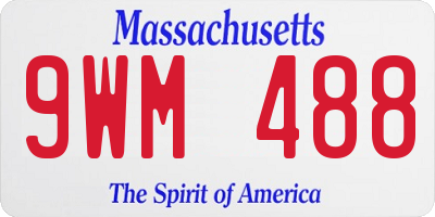 MA license plate 9WM488