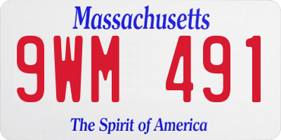 MA license plate 9WM491