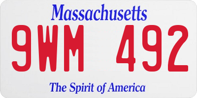 MA license plate 9WM492