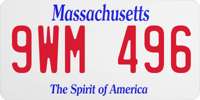 MA license plate 9WM496