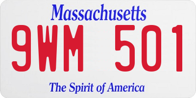 MA license plate 9WM501