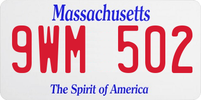 MA license plate 9WM502