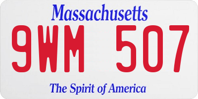 MA license plate 9WM507