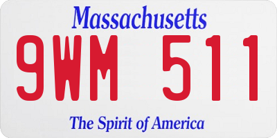 MA license plate 9WM511