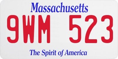 MA license plate 9WM523