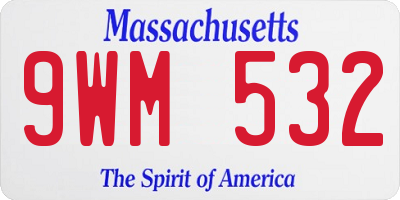 MA license plate 9WM532